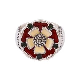 Designer Westwoods Enamel Tudor Rose Ring Coloured Glazed Multi layered Flower Gold Plated Middle Ancient Style Nail