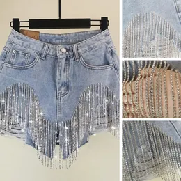 Women Designer Chude Rubted dżinsy krótka młoda dziewczyna seks mini gorące spodnie stringi Diamond frędzle swobodny booty