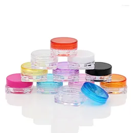 Storage Bottles 200Pcs Mini 2g Empty Plastic Cosmetic Makeup Jar Pots Eyeshadow Cream Lip Container Transparent Square Round Sample