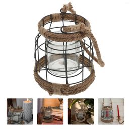 Candle Holders 1pc Wind Lantern Decor Iron Craft Container Candleholder Pendant