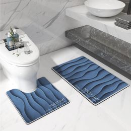 Bath Mats Diatom Bathroom Floor Mat Toilet U-shaped Pad Household Absorbent Non-slip Oil-proof Combination Foot Carpet Quick Drying Rugs