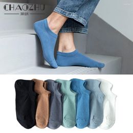 Men's Socks CHAOZHU 1 Pair Spring Summer Autumn Low Cut Invisible Sneakers Soft Big Heel Full Cover Non-slip Male Weeklong Sox