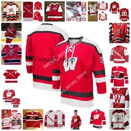 Vin Wisconsin Badgers Stitched Hockey Jersey 16 Tarek Baker 17 Jake Martin 18 Owen Lindmark 19 Brock Caufield 20 Josh Ess 21 Carson Bantle