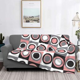 Blankets Pink Grey Black White Circle Pattern Warm Plaid Throw Blanket Comfortable Bed Cover Office Multifunction Travel