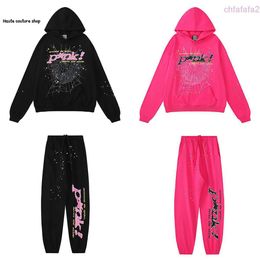 Young Thug 555555 Men Women Hoodie High Quality Foam Print Web Graphic Pink Sweatshirts Hoodies Designer Pullovers S-2xl HF43