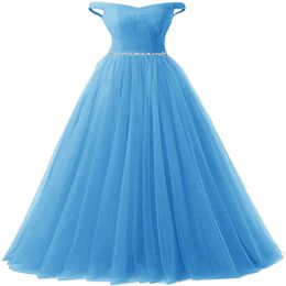 2021 Long Tulle Crystal Ball Gown Quinceanera Dresses Appliques Sweet 16 Long Evening Party Prom Gown Vestidos De 15 Anos Custom Made Q 2678