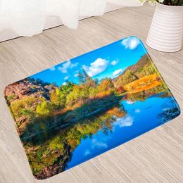 Bath Mats Landscape Mat Rural Scenery Water Absorption Rug Foot Pedal Pad Bathroom Carpet Kitchen Door Toilet Washable Non-Slip