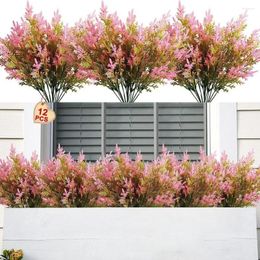 Decorative Flowers Durable Uv Resistant Plant Realistic Reusable Artificial Branches 6pcs Faux White Pine Green Plants For Home