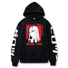 Men's Hoodies Sweatshirts Hot Anime Darling In The Franxx Zero Two Kawaii Graphic Print Hooded Plus Size Hoodie Women Sweatshirts Harajuku Strtwear T240510