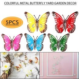 Decorative Plates 5pcs/set Fashion Metal Butterfly Stickers Colorful Yard Garden Decor Lawn Art Bedroom Decoration Supplies