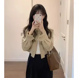 Women's Jackets Khaki Short Suit Jacket For Women In Spring And Autumn 2024 Small Korean Style Cardigan Top With Trench Coat S886