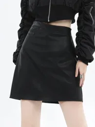 Skirts Pu Leather High Waist Mini Skirt Women Vintage Black Autumn Winter 2024