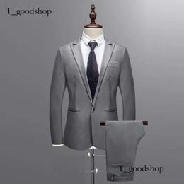 Men's Slim Button Suit Pure Color Dress Blazer Host Show Jacket Coat & Pant 564