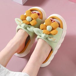 Slippers Cute Flower Linen Soft Comfortable Breathable Slides For Women Fashion Home Indoor Non Slip Thick Sole Casual