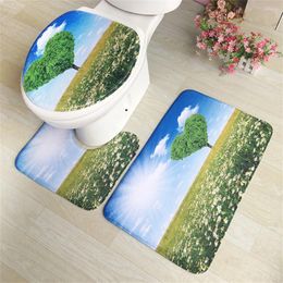 Bath Mats Natural Landscape Bathroom Set Non-slip Carpet Toilet Mat Foot Super Soft Absorbent Decoration