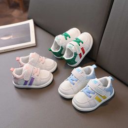 Sneakers Spring and Autumn New Baby Double Mesh Soft Sole Walking Shoes Anti slip Casual Little White for Boys Girls H240513