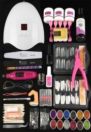 Nail Art Kits Acrylic Kit Professional Manicure Set Crystal Powder Set For Extension Carved Flower Drill LED UV Lamp Acrylic Liqui2633836