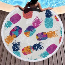 Towel Pineapple Microfiber Round Mandala Tapestry Outdoor Beach With Tassel Picnic Yoga Blanket Mat Seaside Shawl Bath