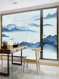 Window Stickers Glass Sticker Frosted Transparent Opaque Anti-peep-free Glue-free Shading Landscape Painting Film