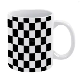 Mugs Chequered Flag Racing Chess Chessboard Checkers Checkerboard White Mug Ceramic Creative Design Che