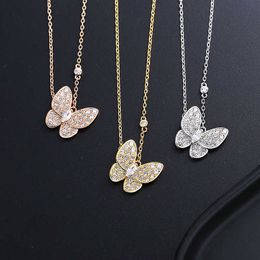 Designer Necklace Vanca Luxury Gold Chain Butterfly Full Diamond Necklace for Women 18k Rose Gold with Diamond Collar Chain Pendant