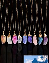 Crystal Quartz Healing Point Chakra Bead Natural Gemstone Necklace Original Pendant Women Men Jewellery Plated Gold Chains Statement6425776