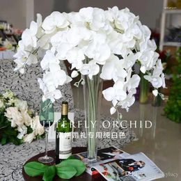 Decorative Flowers 90 Cm/35" Length Elegant Artificial Phalaenopsis Butterfly Orchid Bouquet For Christmas Home Ornament Party Decorations