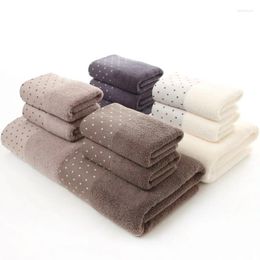 Towel 3Pcs/Pack Long-Staple Cotton Bath Face Set Solid Soft Quick-dry Towels White Gray Coffee Beach