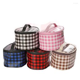 Storage Bags Retro Simple Lattice Travel Cosmetic Bag Brush Japanese And Korean Portable Washing