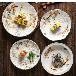 Plates Creative Japanese Dish Deep Household Soup Rice Pasta Ceramic Tableware Fruit Salad 9 Inch Disc