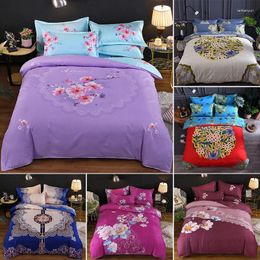 Bedding Sets Home Textiles Flower Chinese Style Wedding Blue 4pcs Cases Cover Duvet Bed Bedclothes Sheet Quilt Pillow