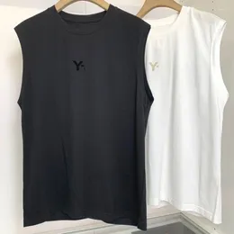 Men's Tank Tops Japanese Round Neck Sleeveless And Women's T-shirts Loose Flocking Prints One-shoulder Sports Fitness Oversized Vests