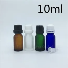 Storage Bottles Travel Bottle 10ml Green Blue Amber Transparent Frosted Glass Vials Essential Oil With Tamper Evident Cap 12pcs