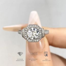 DiamondWorld 1CT Geometric Shape Rings for Women Solitaire Diamond Halo Ring 925 Sterling Silver Wedding Fine Jewellery 240428