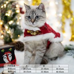 Dog Apparel Petty Clothes Pet Cat Supplies Christmas Red Cloak Neck Tie Bell Outfit Clothing