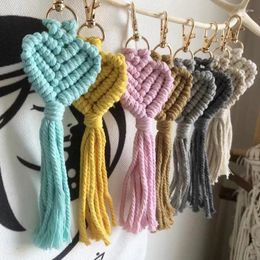 Decorative Figurines Macrame Hobo Keychain Handmade Heart-shaped Bag Pendant Car Keys Mother's Day Gift Wedding Accessories Wholesale