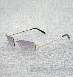 Sunglasses Vintage Small Lens C Wire Men Rimless Square Sun Glasses Women For Outdoor Club Clear Frame Shades3268329