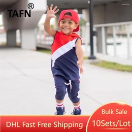 Clothing Sets 10Sets Bulk Items Wholesale Kids Two Piece Set Sleeveless Hooded T-shirts Shorts Tracksuits For Summer Casual Children M030