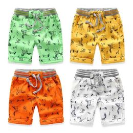 Shorts Cartoon Printed Horse Summer Boys Shorts Breathable Linen 100% Cotton Children Shorts For Girls 2-7 Years Kids Clothes T240509