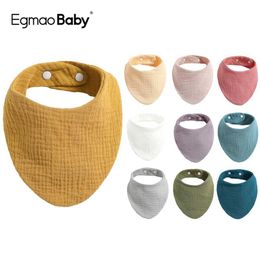 RP59 Bibs Burp Cloths Baby bib baby cotton newborn solid color triangular scarf feeding Saliva towel Bandana clothing boys and girls shower gift d240513