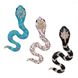 Brooches Luxury Rhinestone Snake Brooch Ladies Unisex Reptile Party Punk Style Enamel Pin Gifts