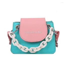Shoulder Bags 2024 Summer Color Contrast Mini Bag Fashion Net Red Foreign Style One Trend Messenger Chain Small Square