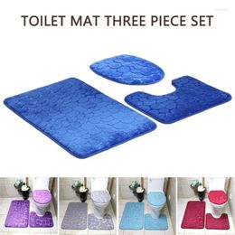 Bath Mats Toilet Seat CoverSet Mat Shower Room Floor Rug Home Bathroom Anti-Slip Absorbent Doormat Pebbles Bathtub Decor Carpet