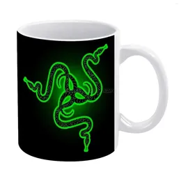 Mugs Razer Tribal White Mug Custom Printed Funny Tea Cup Gift Personalised Coffee Pc Gaming Snake Green Game Xbox Hea