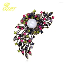 Brooches Pearl Color Rhinestone Corsage Retro Alloy Gem Flower Pin Clothing Accessories Factory Wholesale Spot Brooch