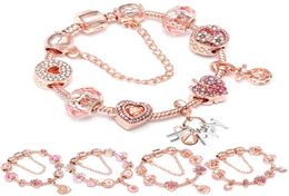 rose gold charms bracelet with happy tree glass bead pendant bracelet diy jewelry bangle for women gift7649932