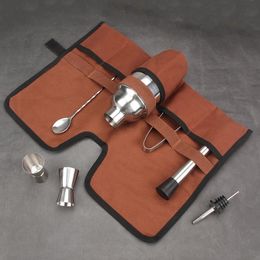 Travel Bar Bartender Kit Portable Canvas Bag Professional Cocktail Mixer Bag Vibration Bar Manager Bar Accessories 240428