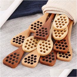 Other Kitchen Dining Bar Handle Wooden Long Spoon Coffee Tea Honeycomb Shape Stirring Spoons Mixing Stick Kitchen Stirrer Dipper Dhosp