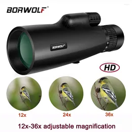 Telescope Borwolf 12-36X50 BAK4 Prism Optical Lens High Power Hunting Birdwatching Monocular Light Night Vision Binoculars