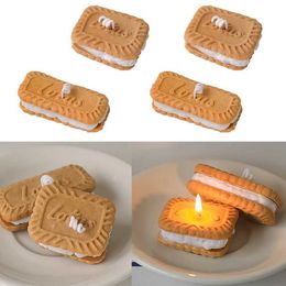 5Pcs Candles Sand Biscuit Scented Candle Simulation Modelling Candle Diy Plaster Baking Cake Mould Cake Decorating Home Decor